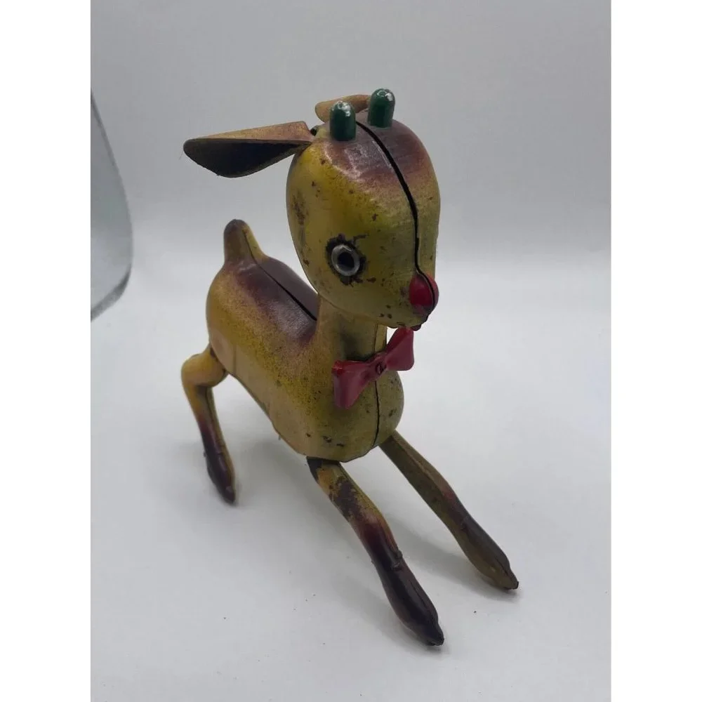 Vintage Wind Up Rudolph The Red Nose Reindeer Tin Toy, Made in Japan, Christmas - Picture 2 of 8